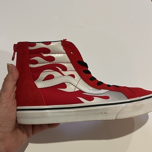 Vans Ferocious Flames Red Hi Top Sneakers - Picture 9 of 12